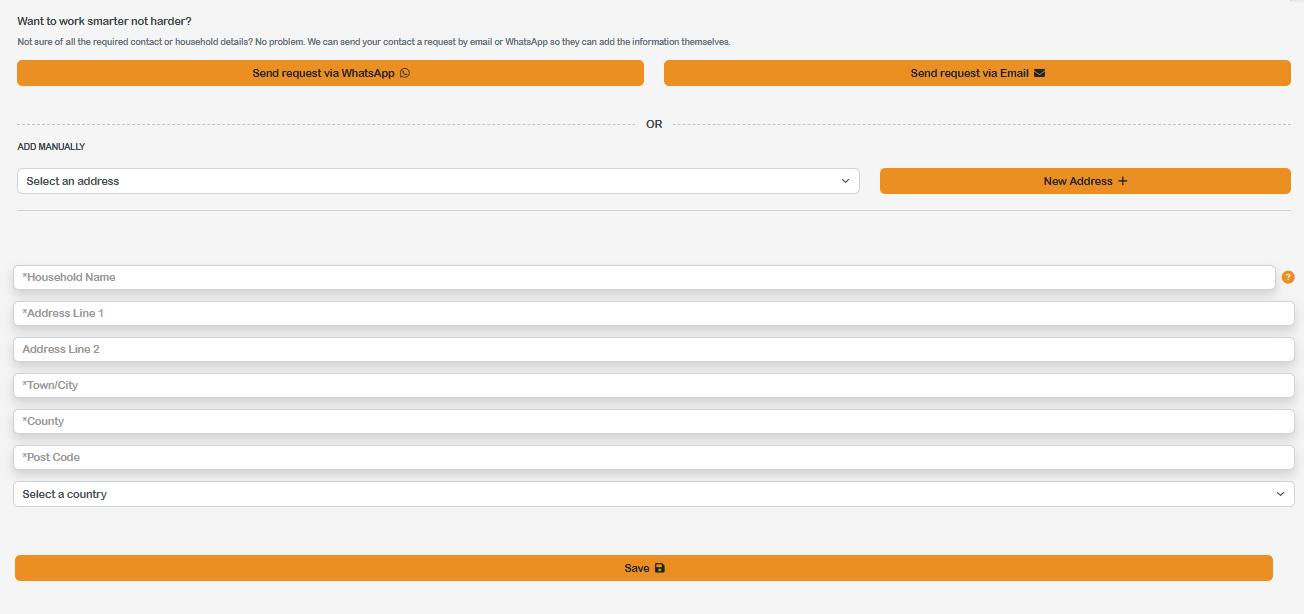 Contact entry form